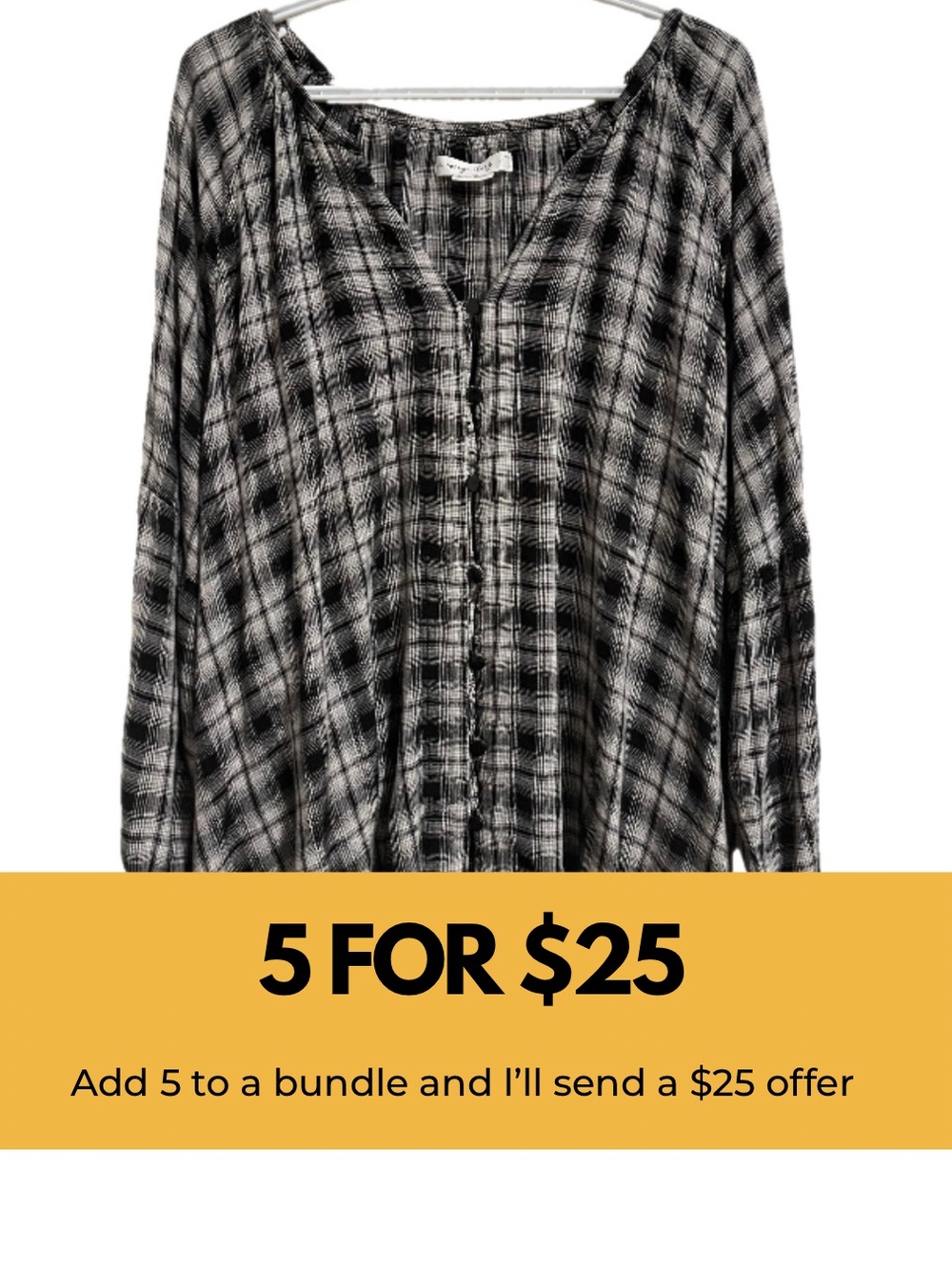 Penningtons Black & White Plaid Blouse